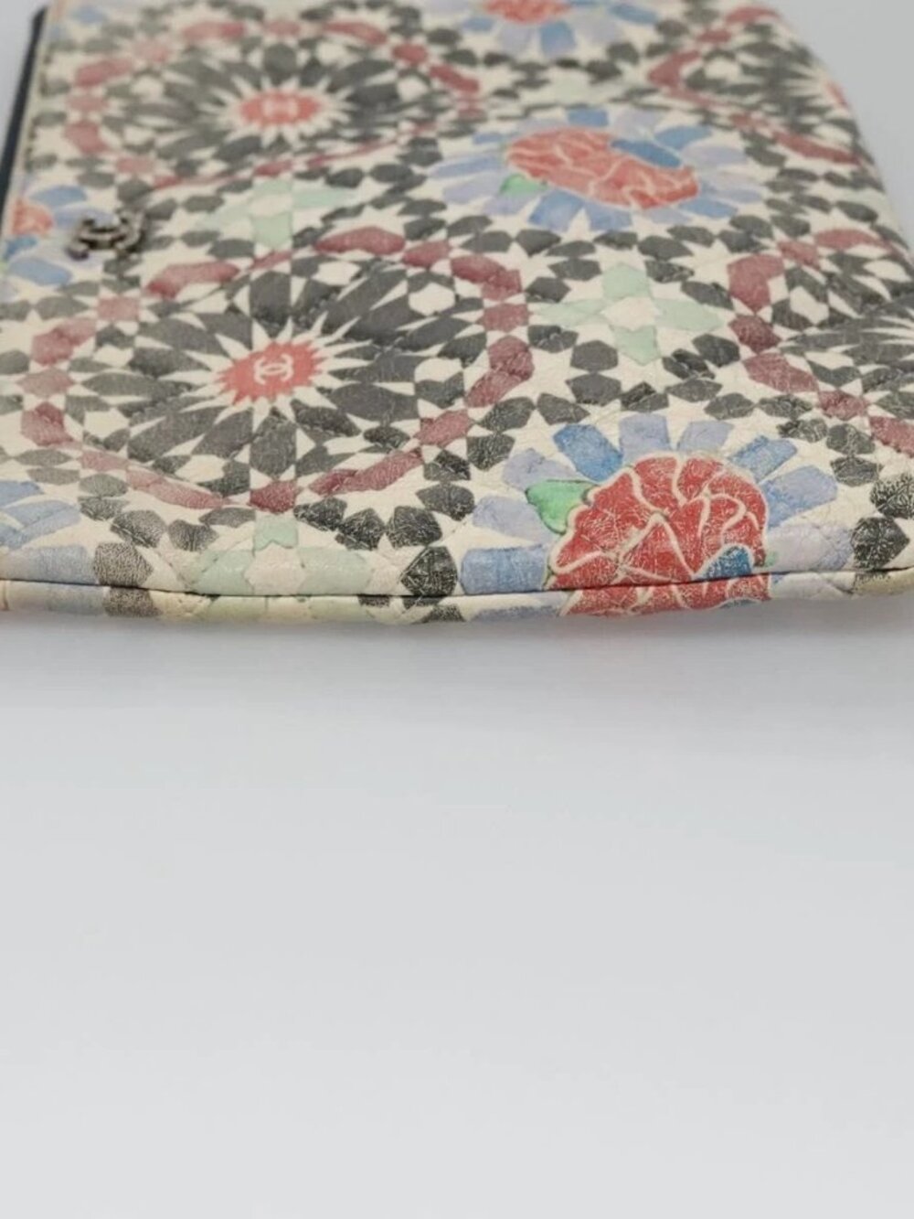 CHANEL Matelasse Clutch Bag Lamb Skin Multicolor CC Auth 112262 - Picture 8 of 16